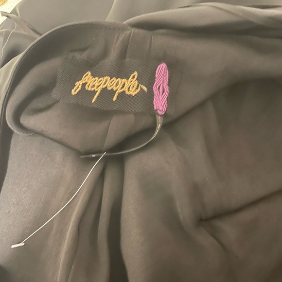 Free People Black V-Neck Open Back Satin Maxi Slip Dress - Picture 9 of 10